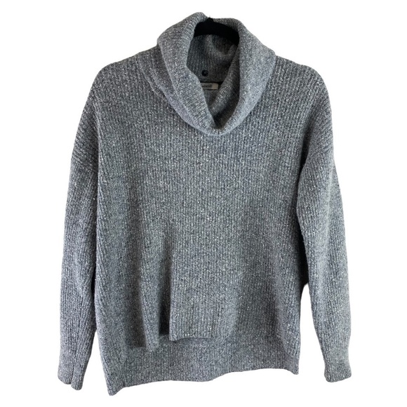 Madewell Women’s Donegal Heathered Gray Convertible Turtleneck Sweater Sz Small - Picture 2 of 13